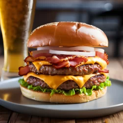Double Cheesburger Beer Realistic AI